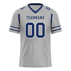 Custom Gray Blue Striped Sleeves Personalized Authentic Football Jersey FBJ02-D06046