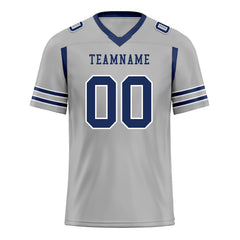 Custom Gray Blue Striped Sleeves Personalized Authentic Football Jersey FBJ02-D06046