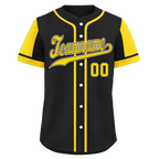 Custom Black Yellow Raglan Sleeves Personalized Authentic Baseball Jersey BSBJ01-D017171