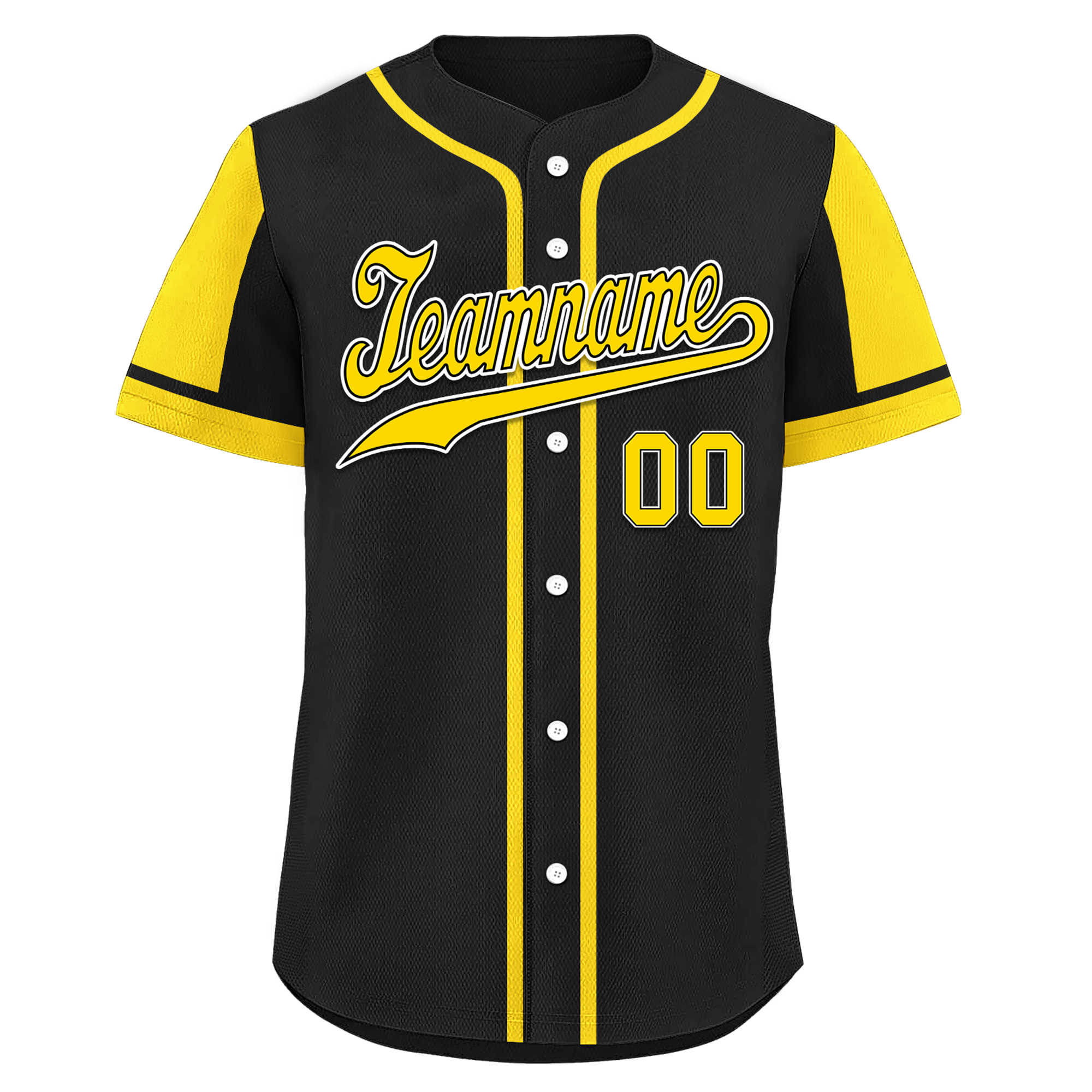 Custom Black Yellow Raglan Sleeves Personalized Authentic Baseball Jersey BSBJ01-D017171