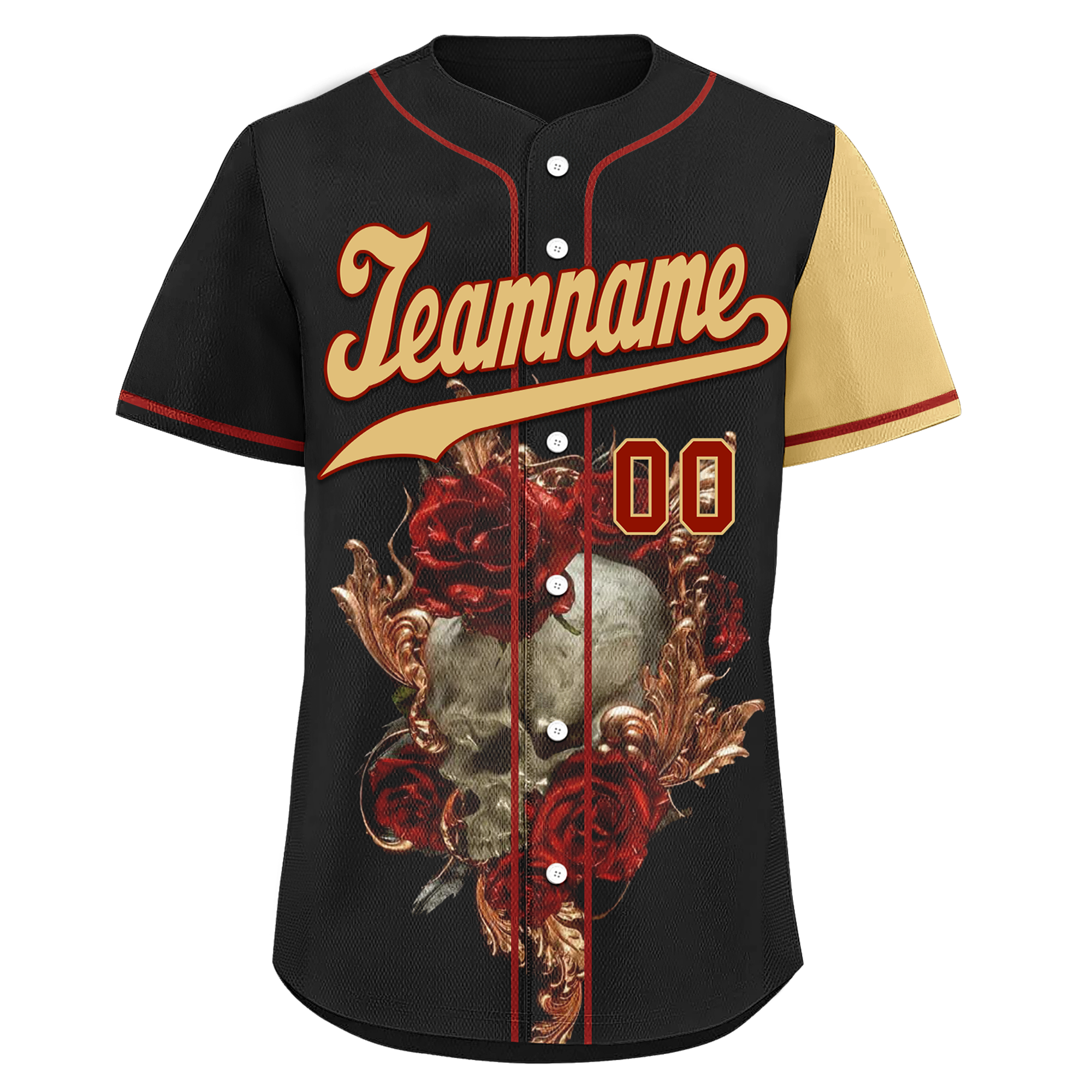 Custom Black Yellow Skull Fashion Personalized Authentic Baseball Jersey BSBJ01-D017142