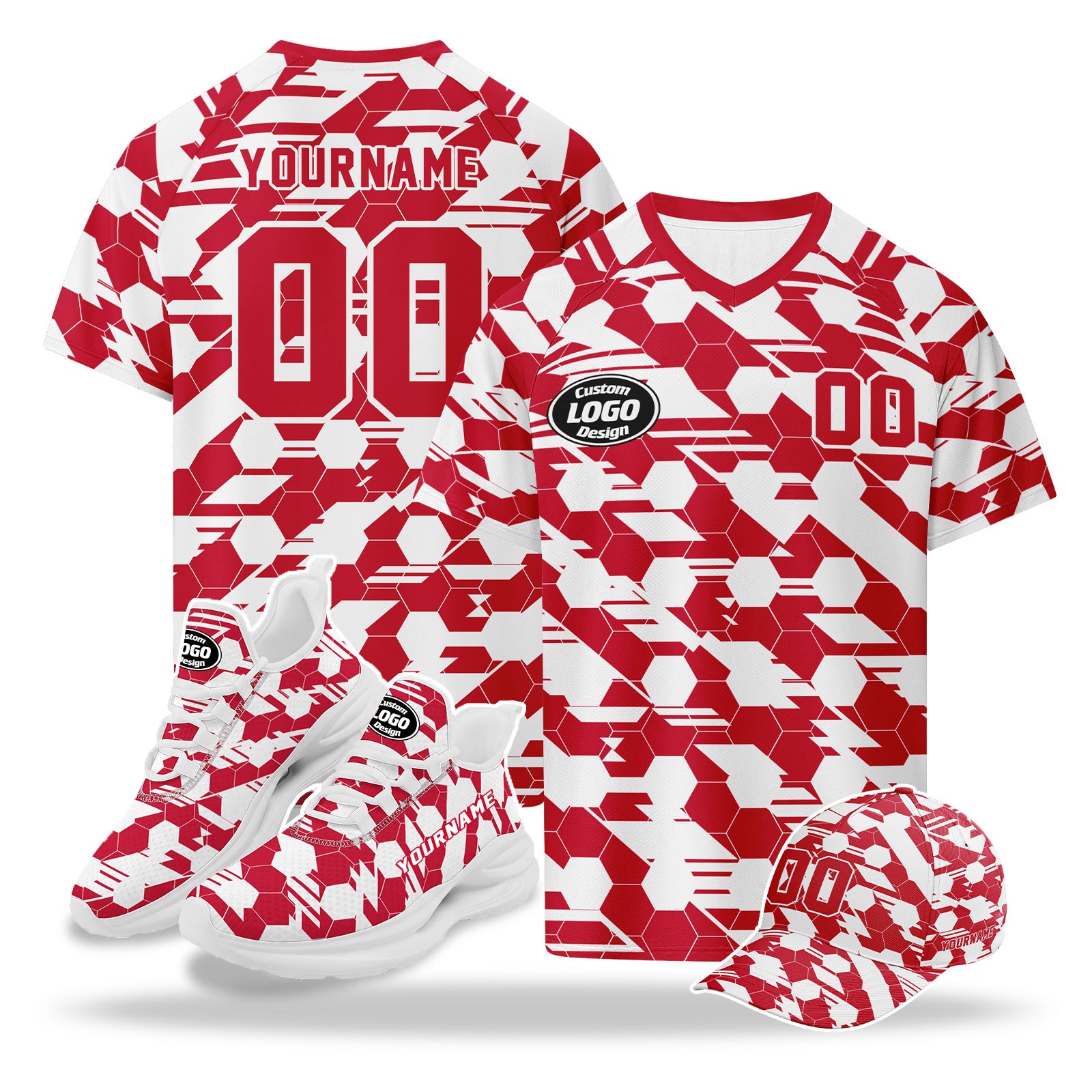 Custom 2026 World Cup Austria High Quality Soccer Stadium Version Jersey Sneakers Sports Shoes and Hat Combo Offer Personalized Team Name and Logo ZH-F027104-9