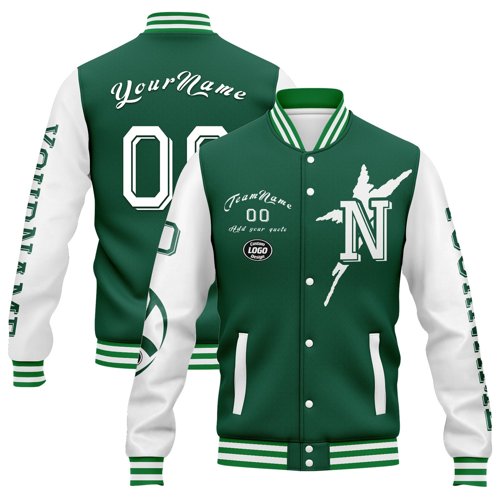 Custom Green White New York Jacket and Sports Shoes Combo Offer Personalized Combo ZH-D020294-28