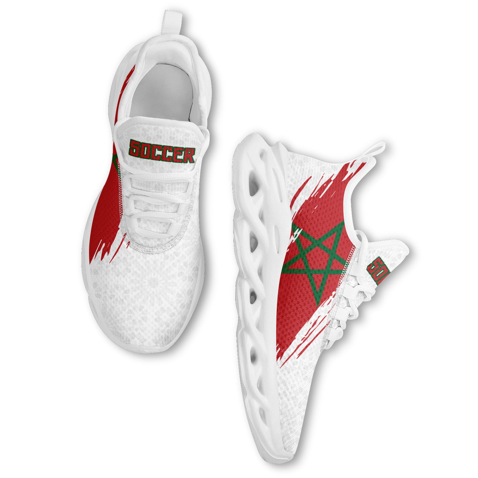 Custom Morocco 2026 World Cup Sneakers DIY Country Flag Running Shoes Lightweight Sport Shoes Gift for Football Fans Personalized Team Name and Logo FN003-F009073-5