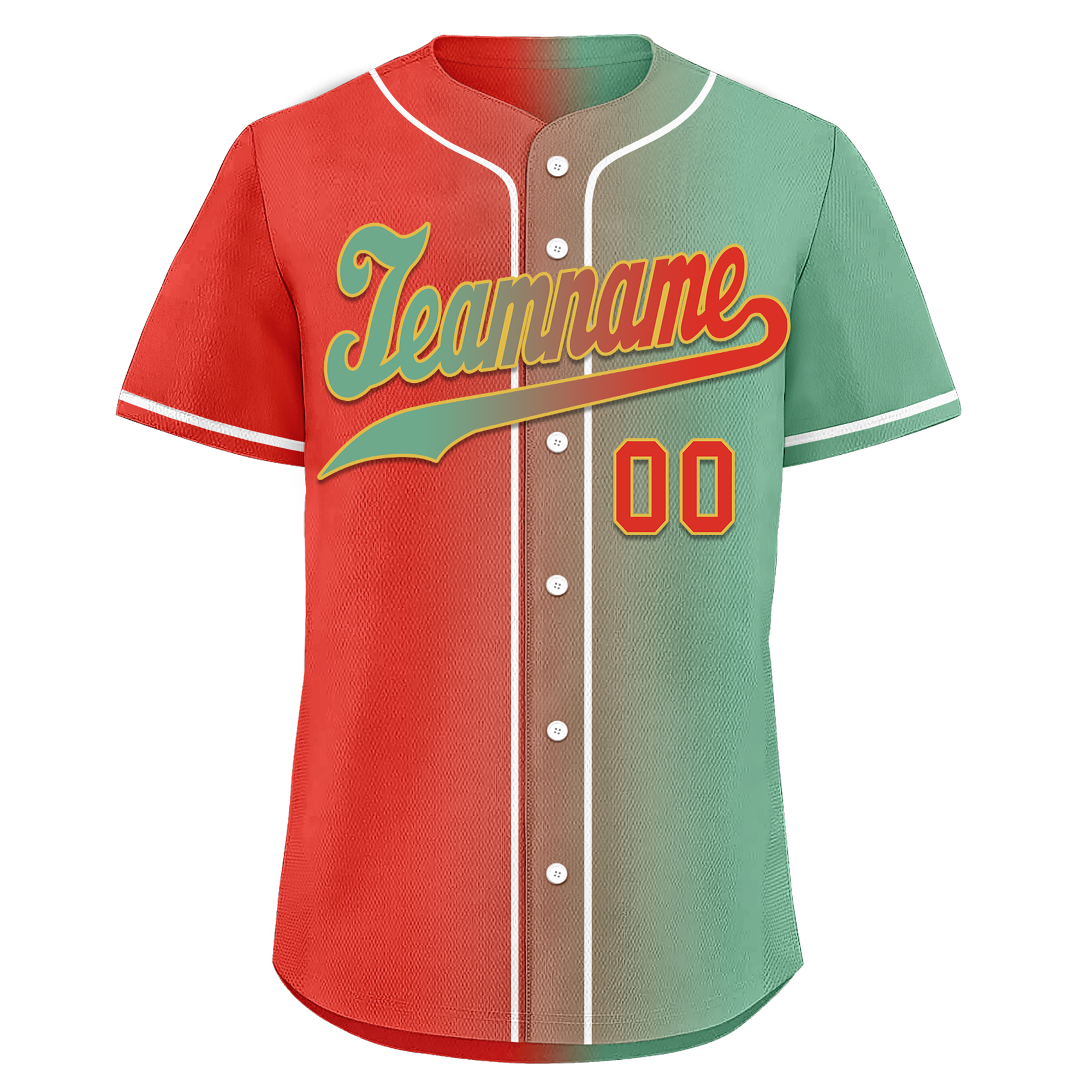 Custom Red Green Gradient Fashion Personalized Authentic Baseball Jersey BSBJ01-D0a7a09