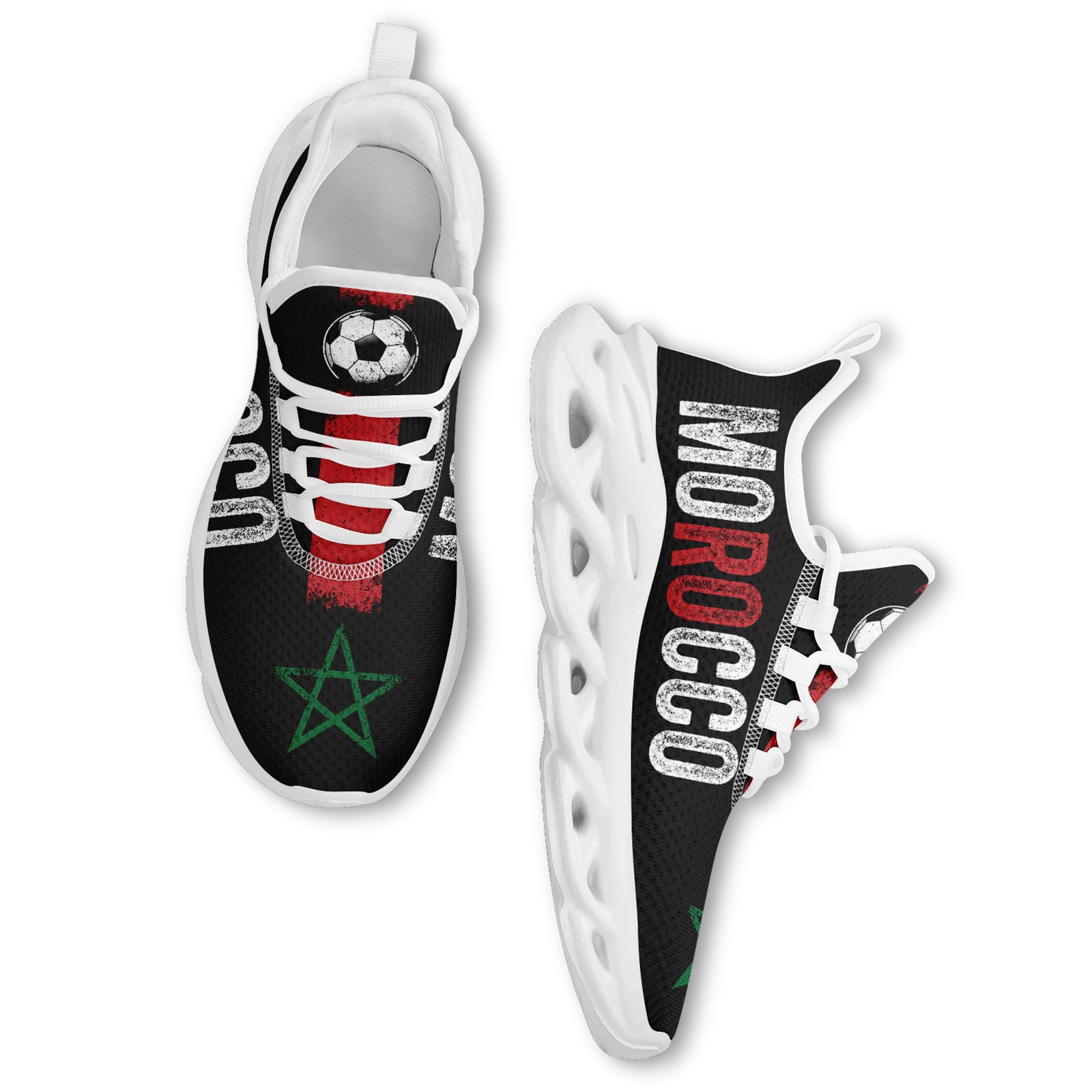 Custom Morocco 2026 World Cup Sneakers DIY Country Flag Running Shoes Lightweight Sport Shoes Gift for Football Fans Personalized Team Name and Logo FN003-F009073-1