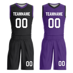 Custom Black Purple Classic Style Reversible Basketball Uniform Personalized Ordinary BBJR-D017035