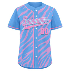 Custom Blue Pink Zebra Pattern Personalized Authentic Baseball Jersey BSBJ01-D020201-17