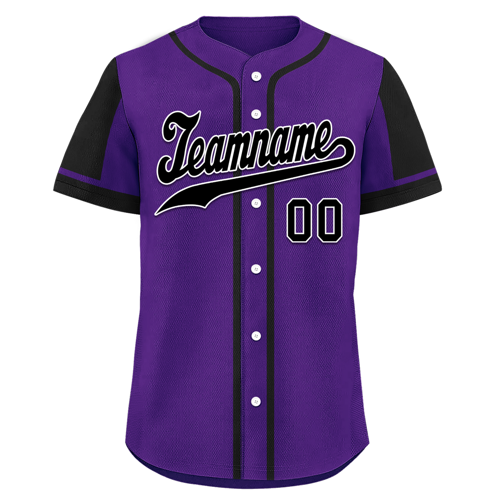 Custom Purple Black Raglan Sleeves Personalized Authentic Baseball Jersey BSBJ01-D017185