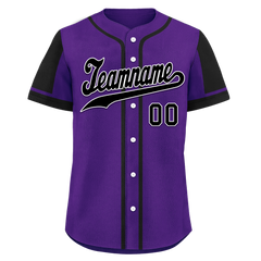 Custom Purple Black Raglan Sleeves Personalized Authentic Baseball Jersey BSBJ01-D017185