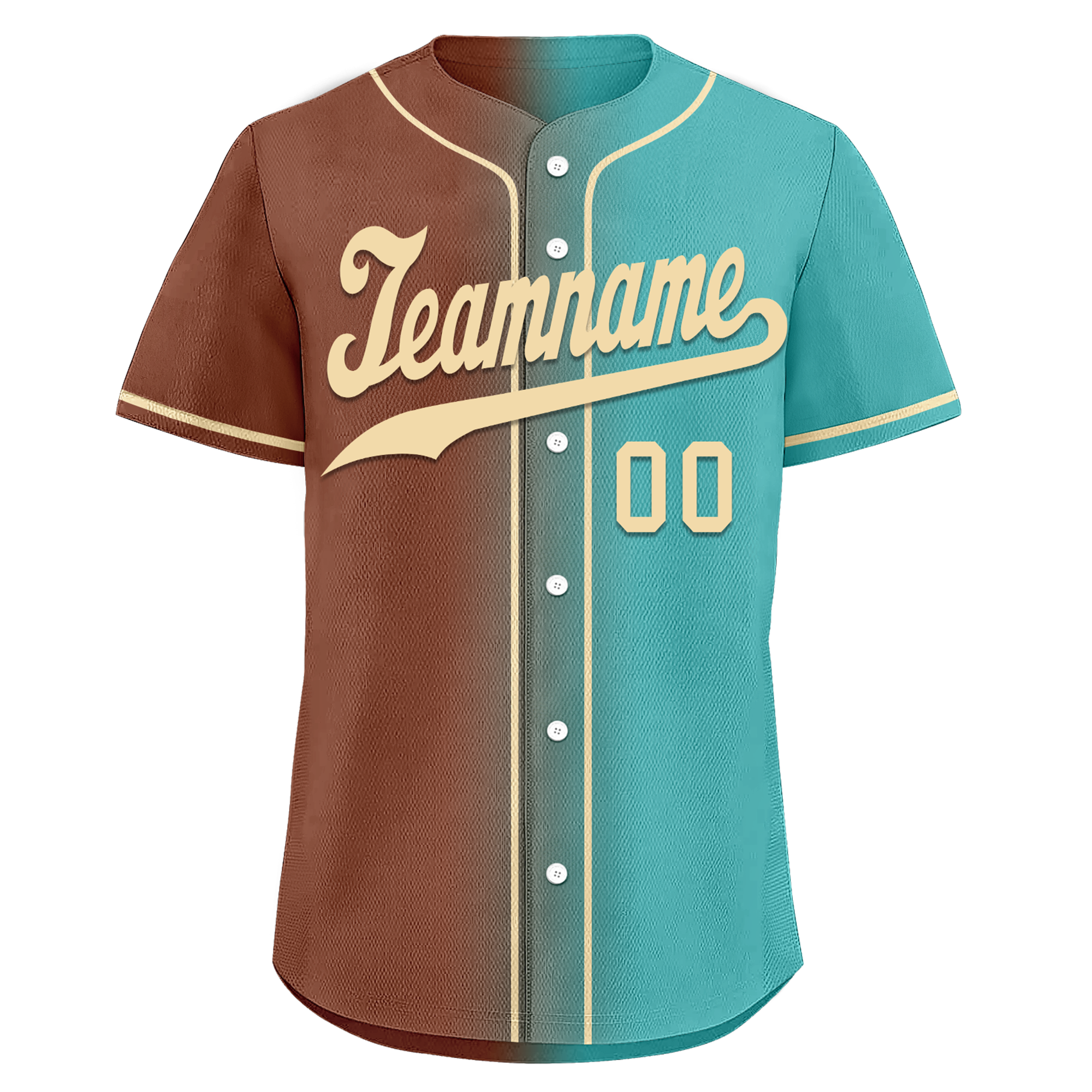 Custom Brown Cyan Gradient Fashion Personalized Authentic Baseball Jersey BSBJ01-D0a7088