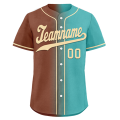 Custom Brown Cyan Gradient Fashion Personalized Authentic Baseball Jersey BSBJ01-D0a7088