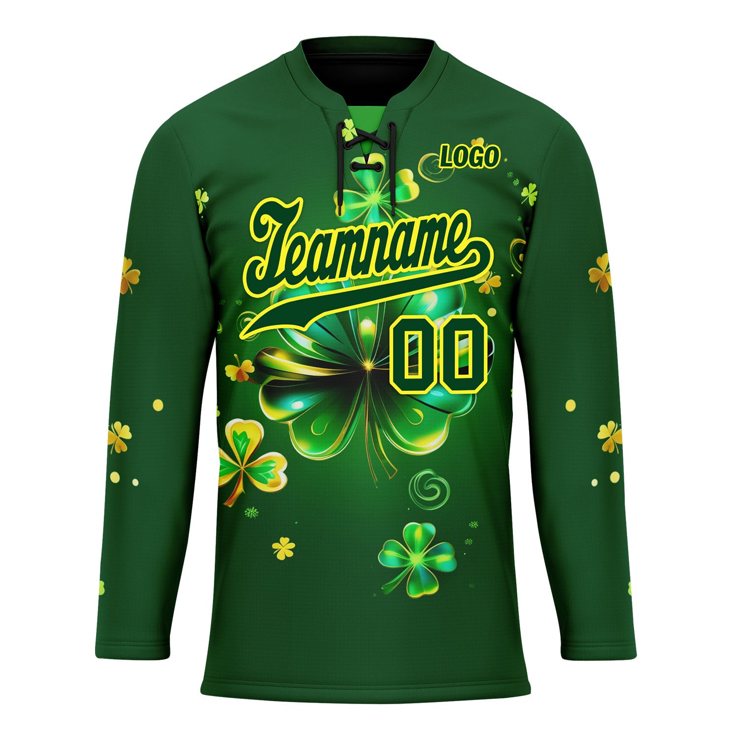 Custom Four-leaf clover Personalized Hockey Jersey HCKJ01-E0615-3