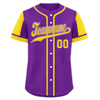 Custom Purple Yellow Raglan Sleeves Personalized Authentic Baseball Jersey BSBJ01-D017172