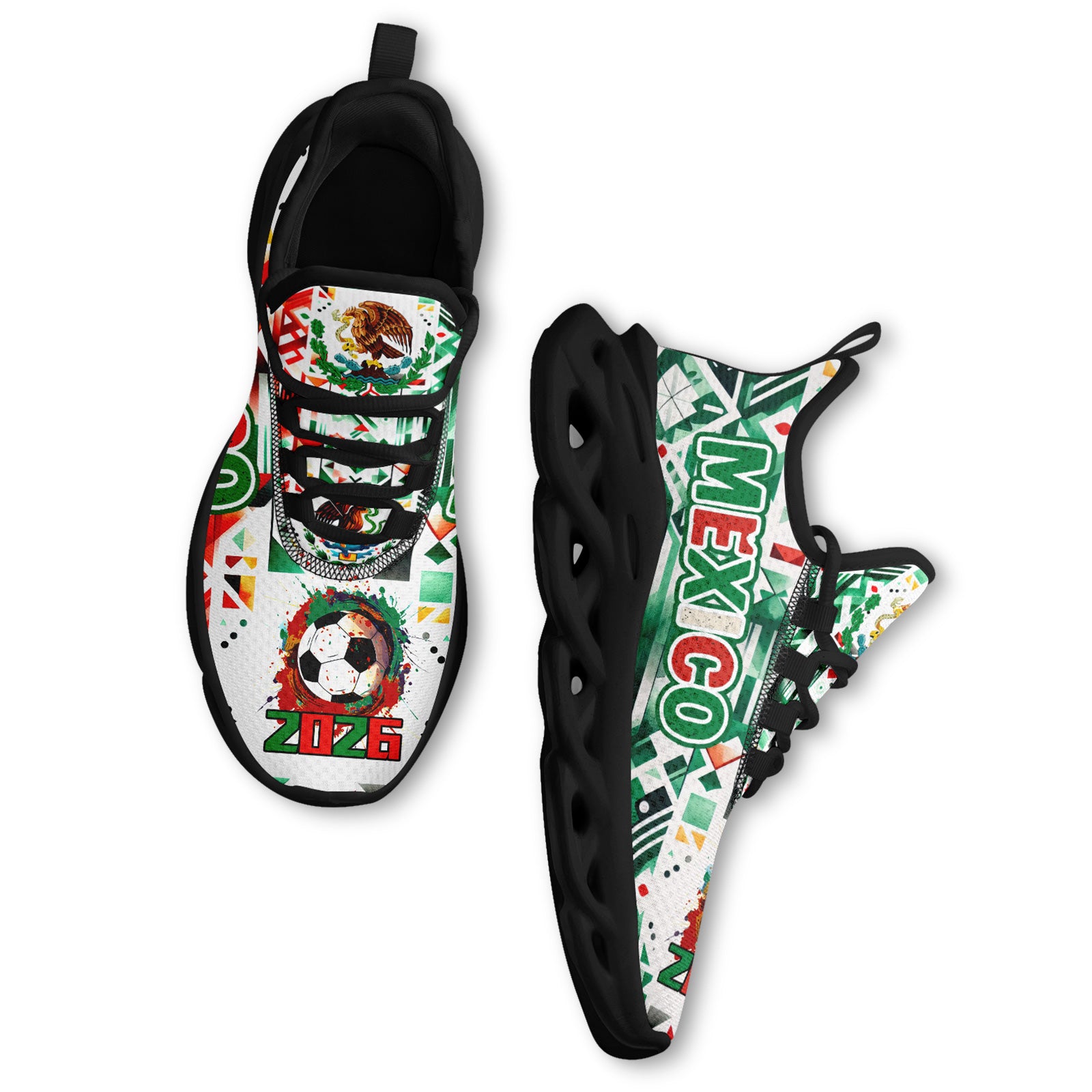 Custom 2026 World Cup Mexico Sneakers DIY Country Flag Running Shoes Lightweight Sport Shoes Gift for Football Fans Personalized Team Name and Logo FN003-F023045-5