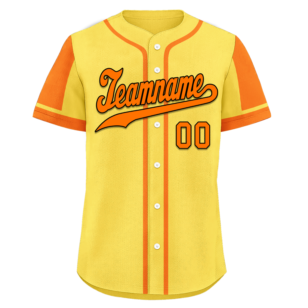 Custom Yellow Orange Raglan Sleeves Personalized Authentic Baseball Jersey BSBJ01-D017204