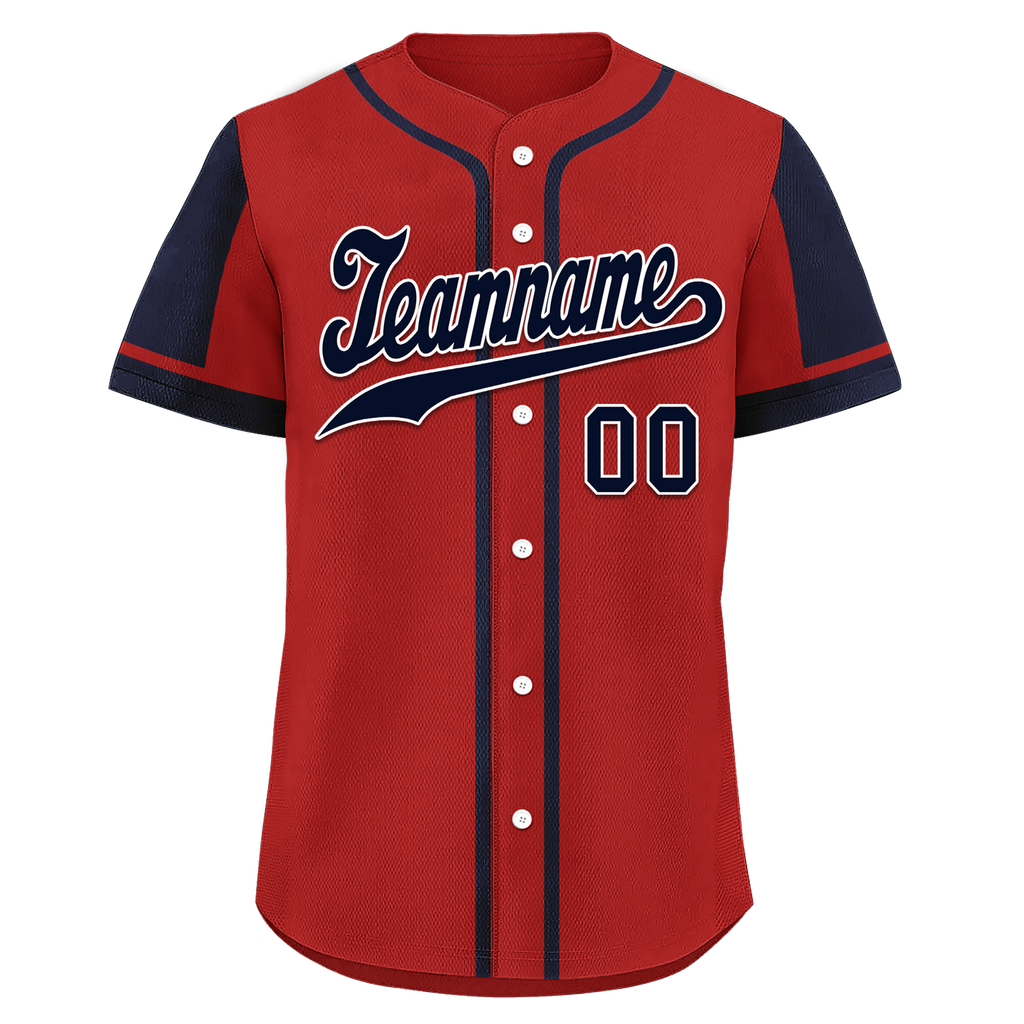 Custom Red Blue Raglan Sleeves Personalized Authentic Baseball Jersey BSBJ01-D017179