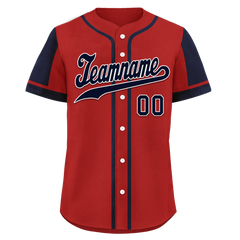 Custom Red Blue Raglan Sleeves Personalized Authentic Baseball Jersey BSBJ01-D017179