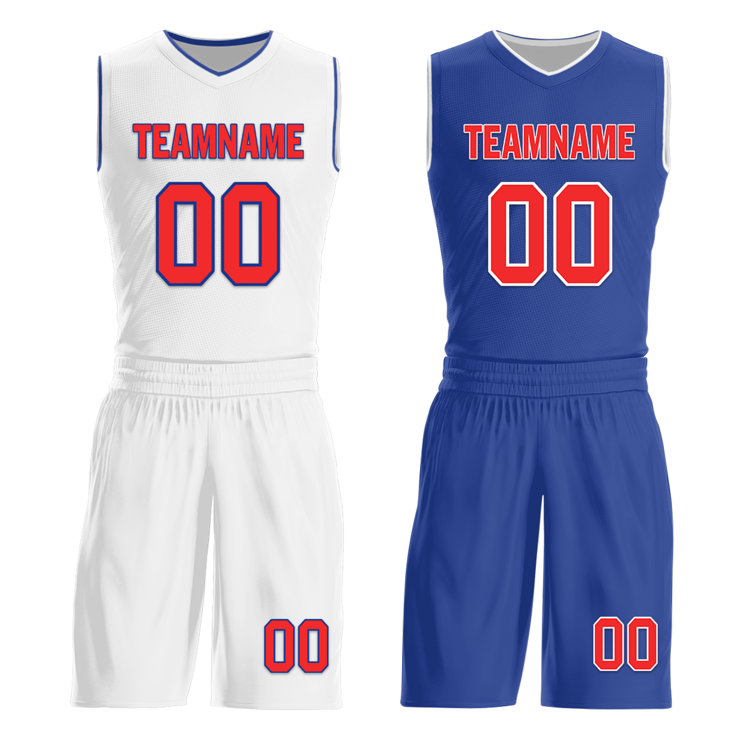 Custom White Blue Classic Style Reversible Basketball Uniform Personalized COOLMAX BBJR-D017020