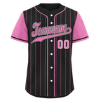 Custom Black Pink Stripe Fashion Personalized Authentic Baseball Jersey BSBJ01-D017226