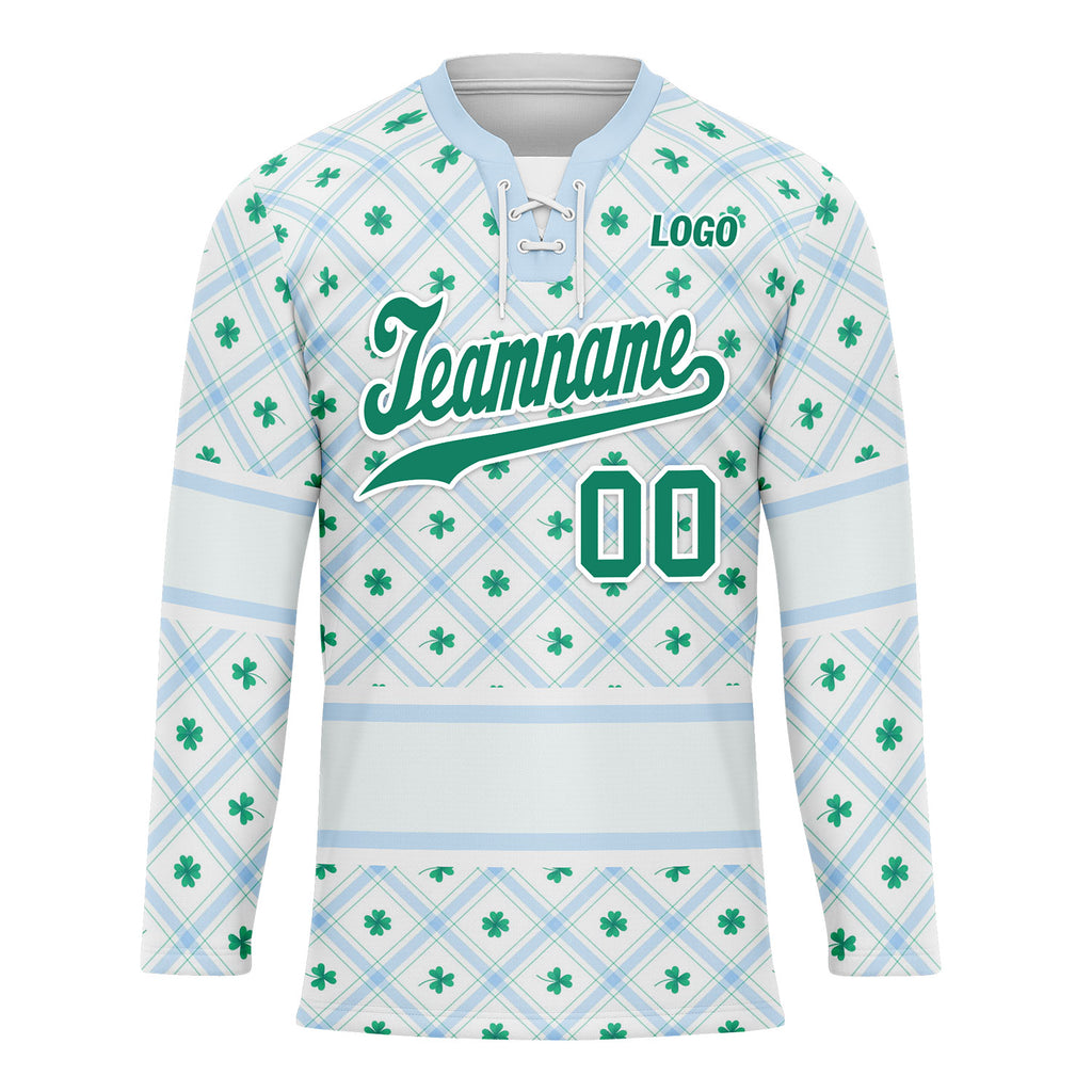 Custom Four-leaf clover Personalized Hockey Jersey HCKJ01-E0615-7