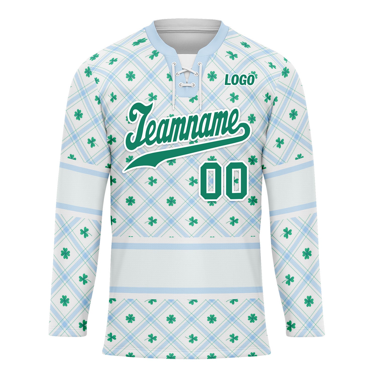 Custom Four-leaf clover Personalized Hockey Jersey HCKJ01-E0615-7