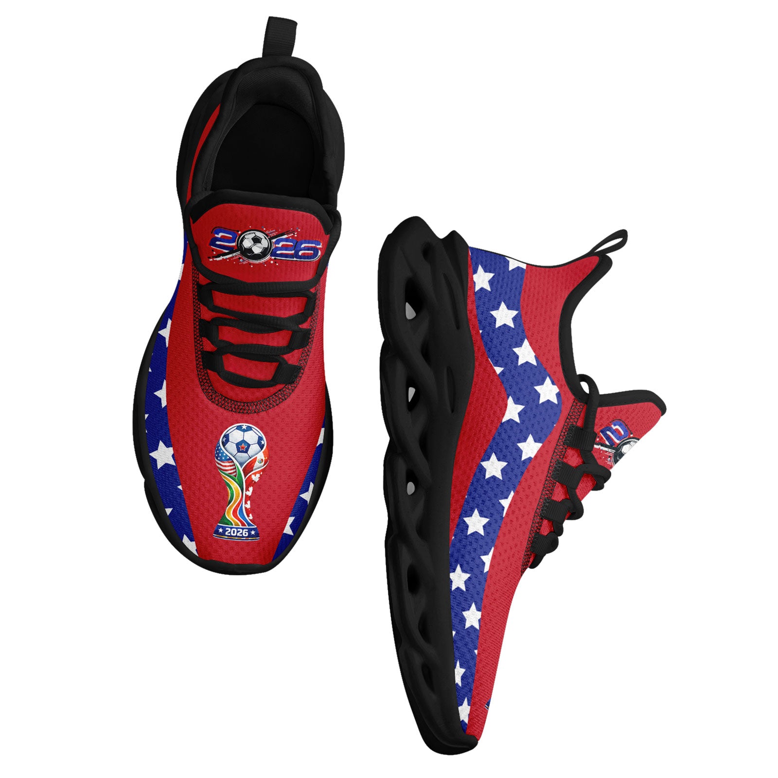 Custom United States 2026 World Cup Sneakers DIY Country Flag Running Shoes Lightweight Sport Shoes Gift for Football Fans Personalized Team Name and Logo FN003-F028035-1
