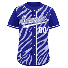 Custom Navy Blue White Zebra Pattern Personalized Authentic Baseball Jersey BSBJ01-D020201-4