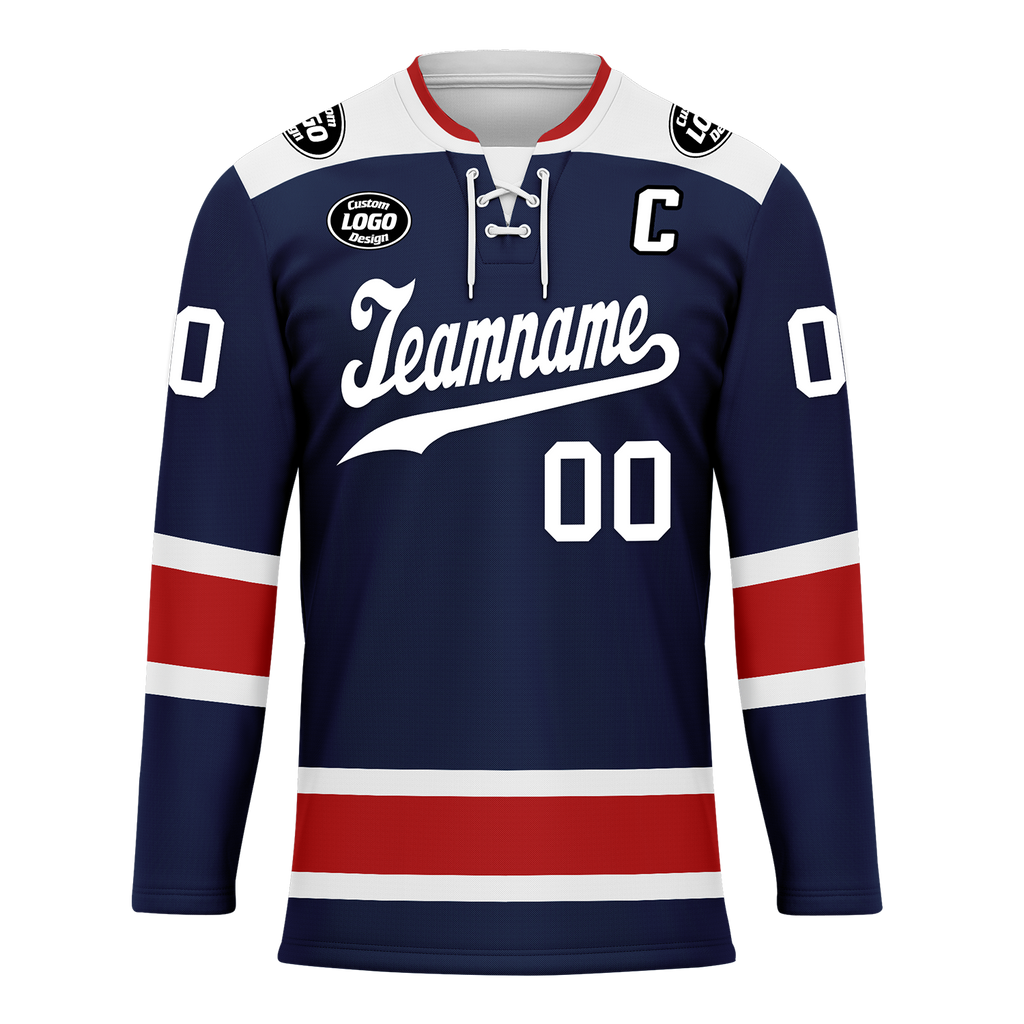 Custom Blue Red Personalized Hockey Jersey HCKJ01-D0a70f0