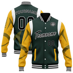 Custom Green Green Bay Jacket Bomber Full-Snap Varsity Letterman Personalized Jacket FZ005-D025004-13