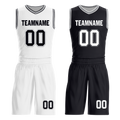 Custom White Black Classic Style Reversible Basketball Uniform Personalized COOLMAX BBJR-D017051