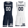 Custom Blue White Classic Style Reversible Basketball Uniform Personalized COOLMAX BBJR-D017056