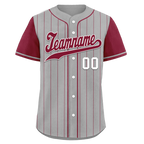 Custom Gray Red Stripe Embroidered Baseball Jersey