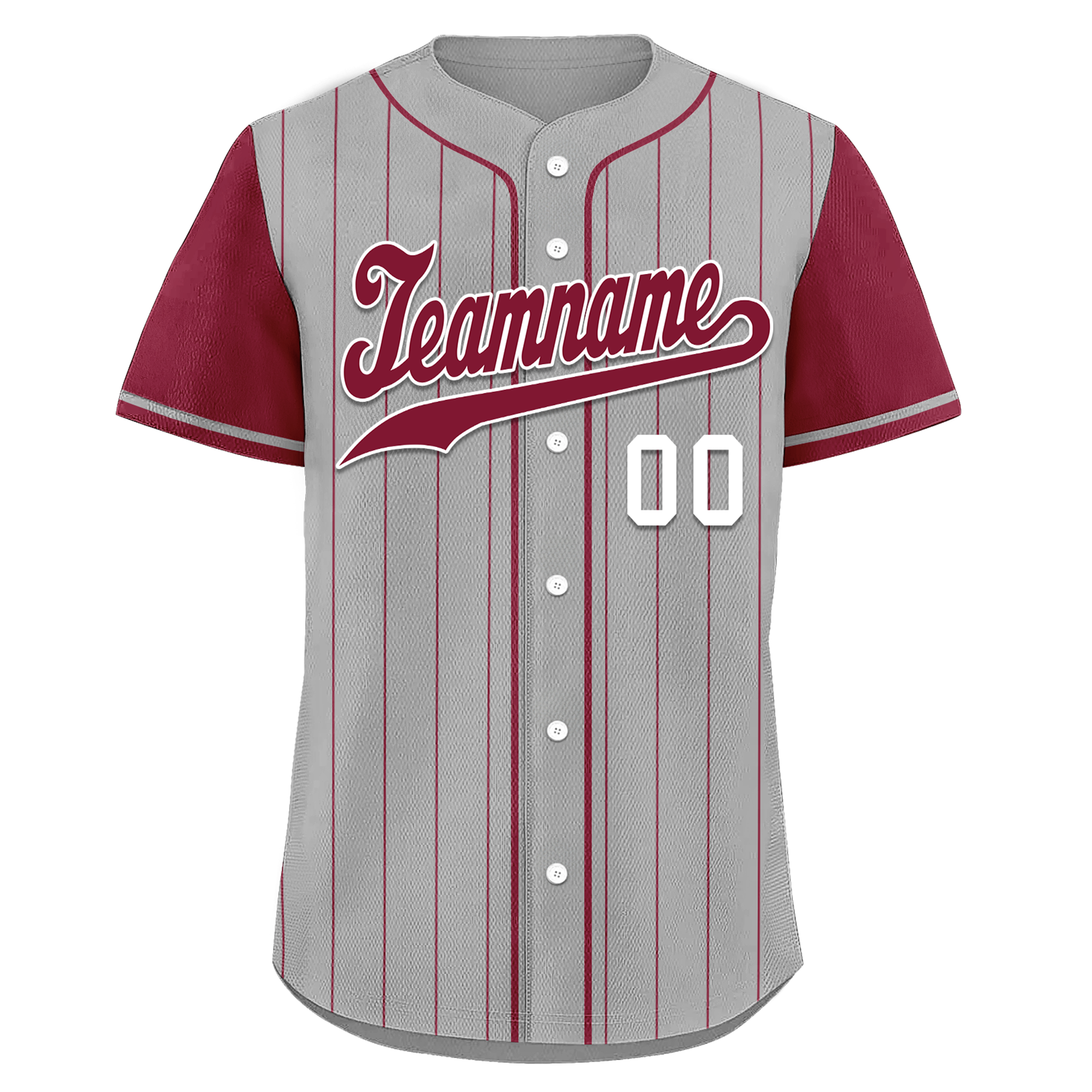 Custom Gray Red Stripe Embroidered Baseball Jersey