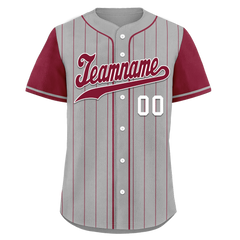 Custom Gray Red Stripe Fashion Personalized Authentic Baseball Jersey BSBJ01-D017260