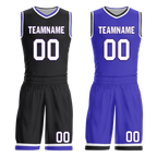 Custom Black Blue Classic Style Reversible Basketball Uniform Personalized COOLMAX BBJR-D017036