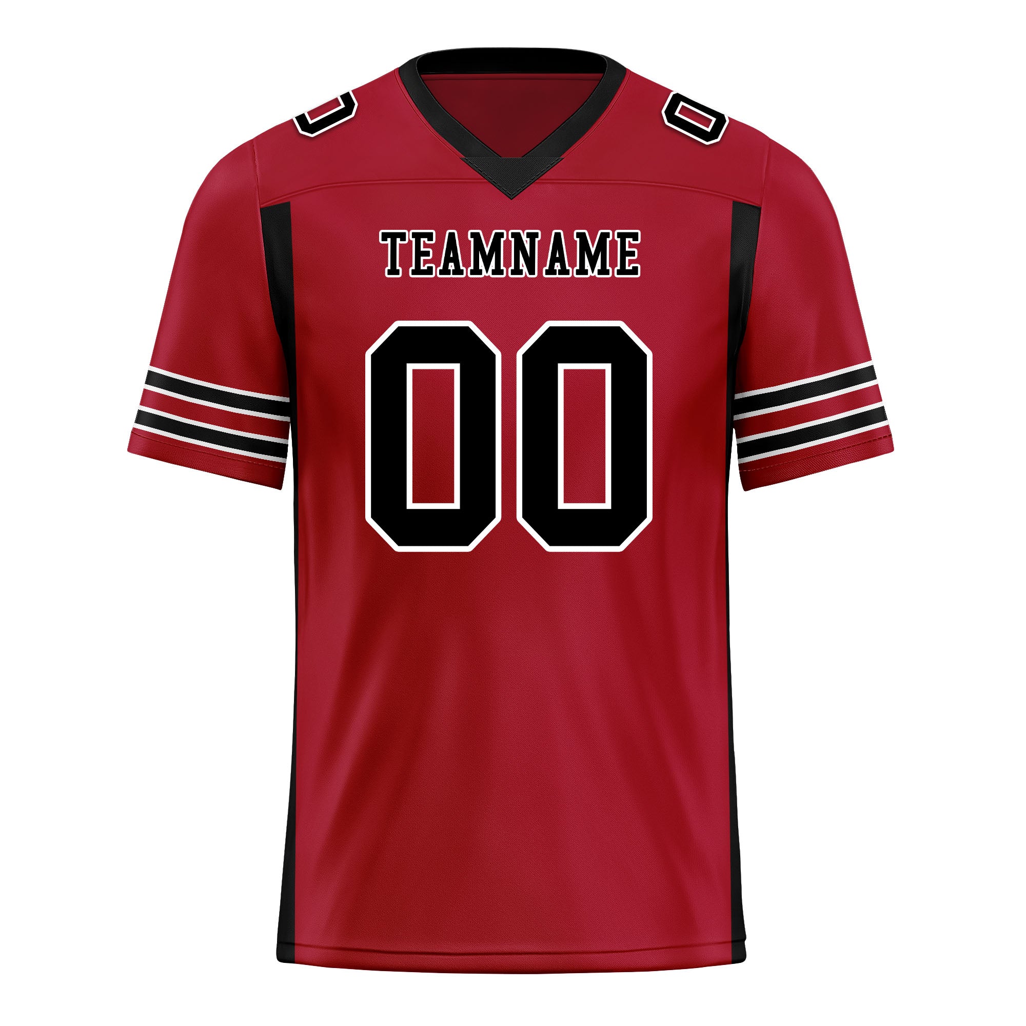Custom Black Red Striped Sleeves Personalized Authentic Football Jersey FBJ02-D06049
