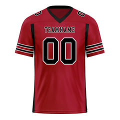 Custom Black Red Striped Sleeves Personalized Authentic Football Jersey FBJ02-D06049