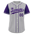Custom Gray Purple Stripe Fashion Personalized Authentic Baseball Jersey BSBJ01-D017253