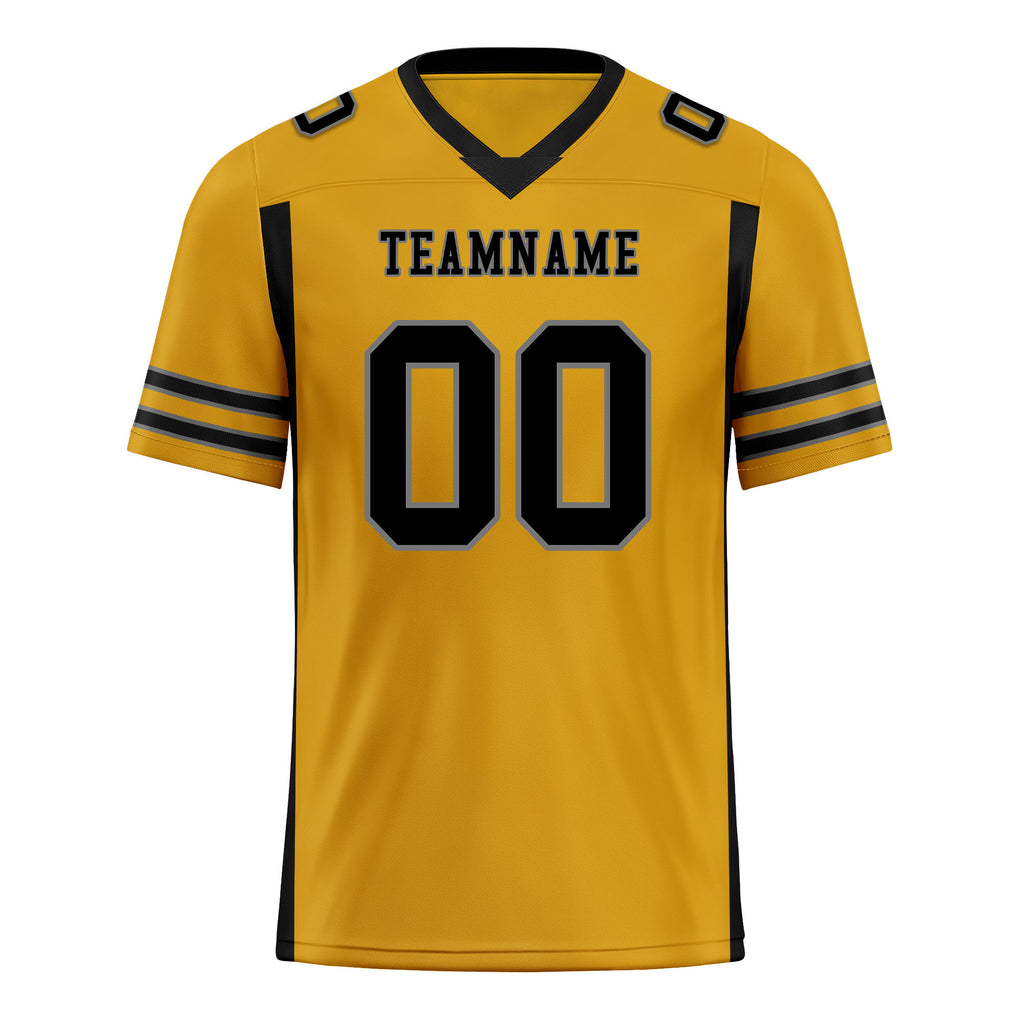 Custom Black Yellow Striped Sleeves Personalized Authentic Football Jersey FBJ02-D06063