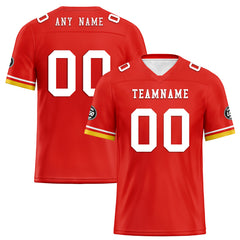 Custom Red Yellow Kansas City Football Jersey and Firesoul Sports Shoes Combo Offer Personalized Combo ZH-D020273-18