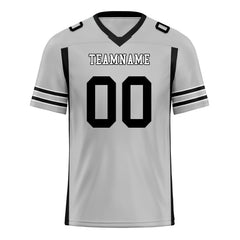 Custom Gray Black Striped Sleeves Personalized Authentic Football Jersey FBJ02-D06055