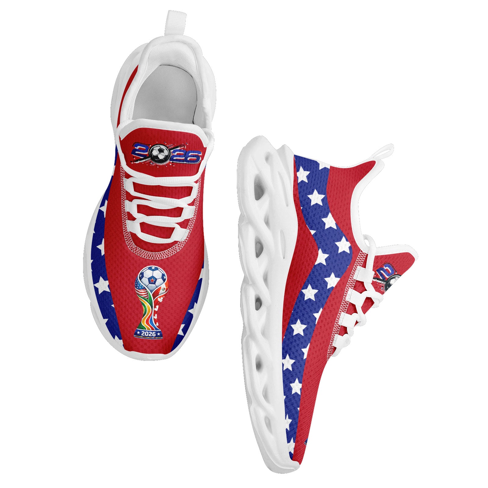 Custom United States 2026 World Cup Sneakers DIY Country Flag Running Shoes Lightweight Sport Shoes Gift for Football Fans Personalized Team Name and Logo FN003-F028035-1