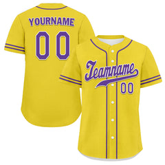 Custom Yellow Classic Style Purple Personalized Authentic Baseball Jersey UN002-bd0b00d8-a9