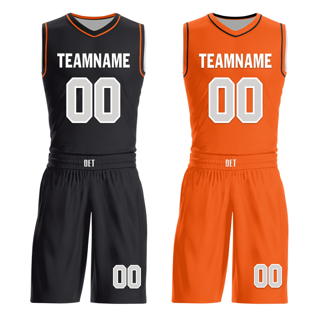 Custom Black Orange Classic Style Reversible Basketball Uniform Personalized Ordinary BBJR-D017019