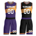 Custom Purple Black Classic Style Reversible Basketball Uniform Personalized COOLMAX BBJR-D017058
