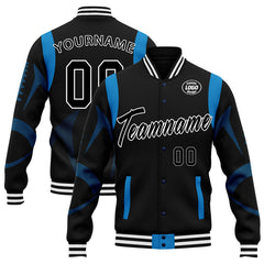 Custom Black Carolina Jacket Bomber Full-Snap Varsity Letterman Personalized Jacket FZ005-D025004-3