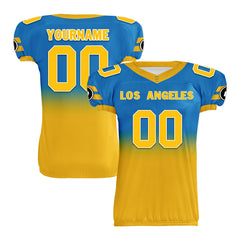 Custom Blue Yellow Fade Fashion Los Angeles High-Performance American Football Jersey FBJ06-D020252-22