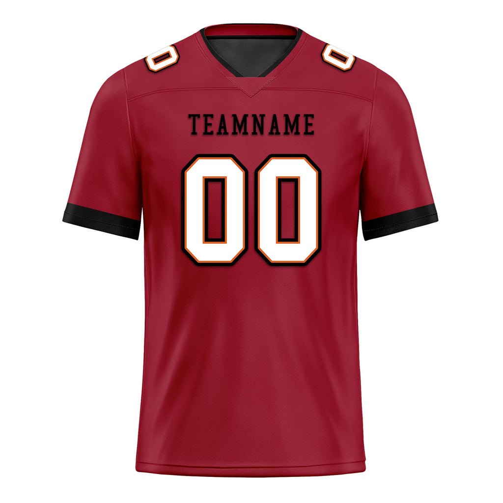 Custom Red Black White Tampa Bay Personalized Authentic Football Jersey FBJ02-E0601-8