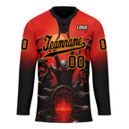 Custom Red Black Orange Gothic Personalized Hockey Jersey HCKJ01-E0601-07